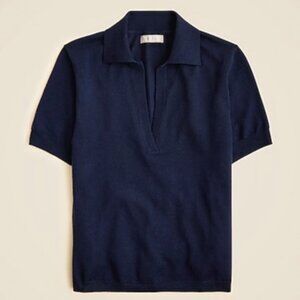 NWT J.Crew Navy Short-sleeve sweater polo in Merino Wool Blend, Small